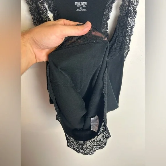 Mossimo Suply Y2K Babydoll Stretch Black Lace Trim Tank Top Size S - Picture 4 of 10